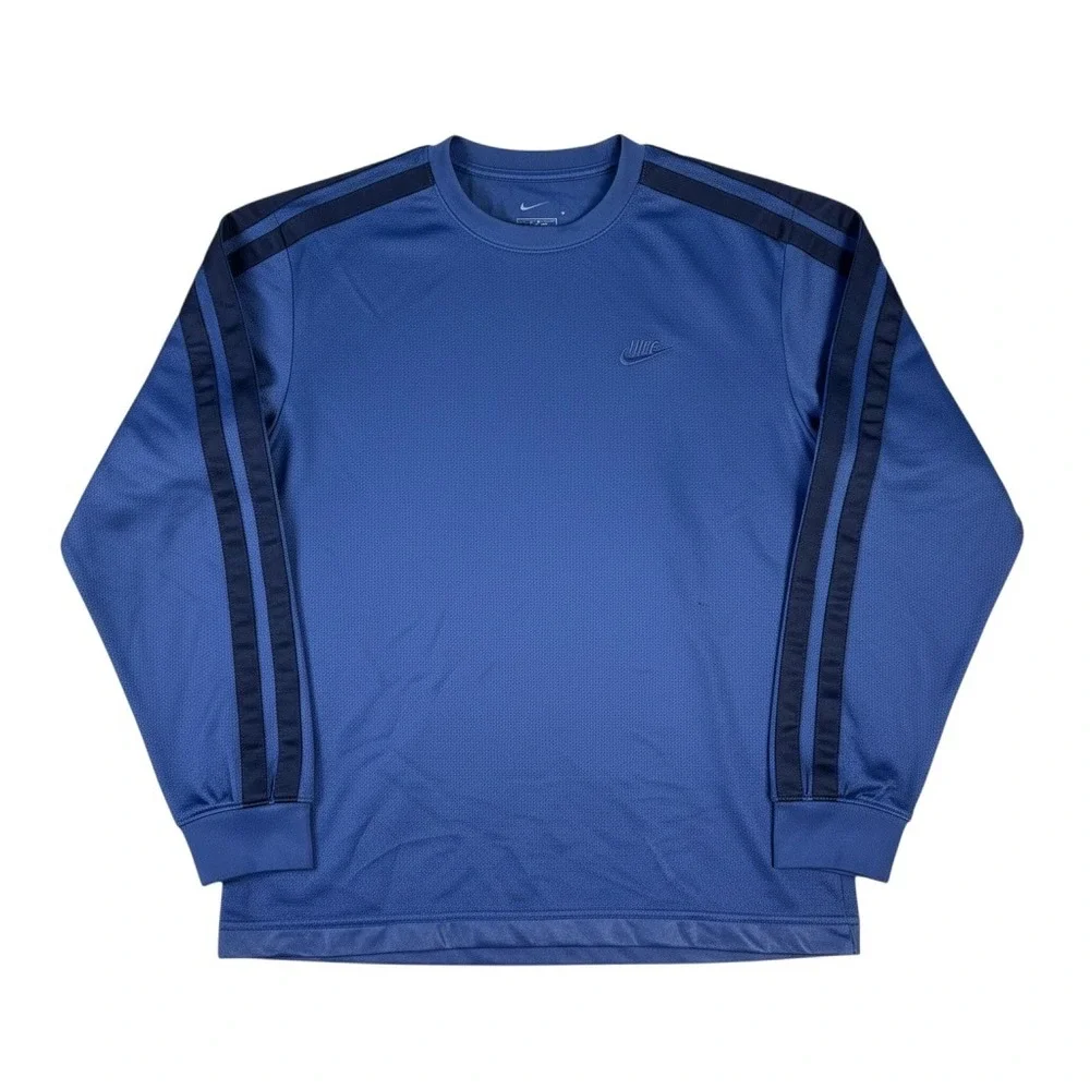 Vintage Nike Training Track Top Mens Large Blue Striped Long Sleeve Y2K Vented